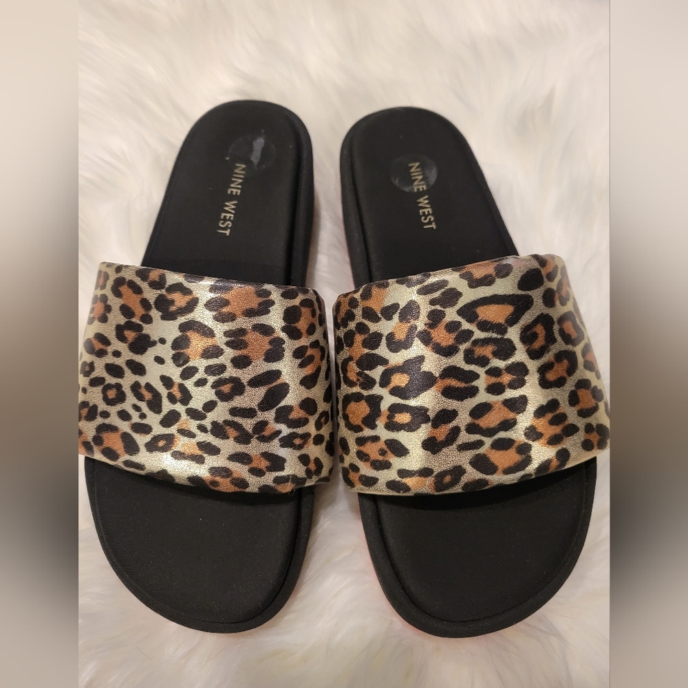 Nine West Rize Leopard Print Platform Slide - image 1